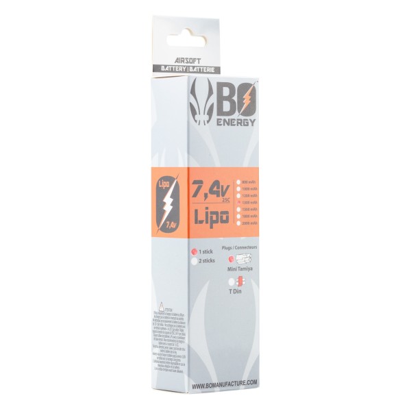 BO - BATTERIE LIPO 1 BATON 2S 7.4V 1300mAh 25C  - 2