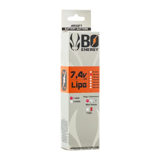 BO - BATTERIE LIPO 1 BATON 2S 7.4V 1000mAh 25C  - 2