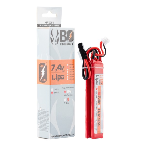 BO - BATTERIE LIPO 2 BATONS 2S 7.4V 1000mAh 25C  - 4