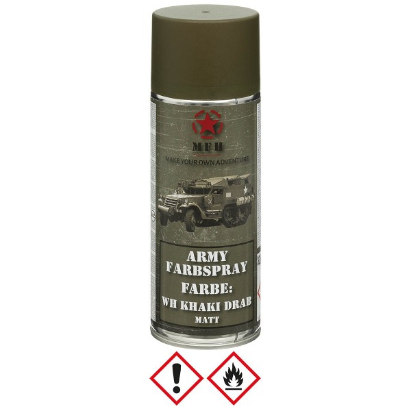 MFH - Bombe de peinture armée, WH KHAKI DRAB, mat, 400 ml Airsoft